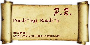 Perényi Rabán névjegykártya